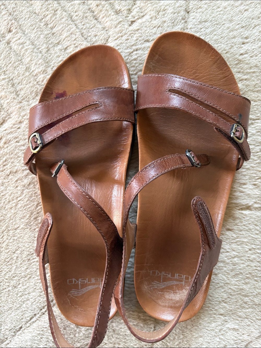 Dansko Tan Leather Adjustable Slingback Sandals